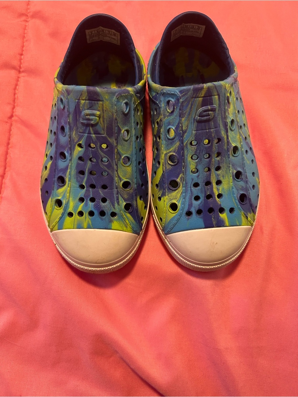 Skechers Kids Slip-On Water Shoes - Blue, Green, Yellow Tie-Dye